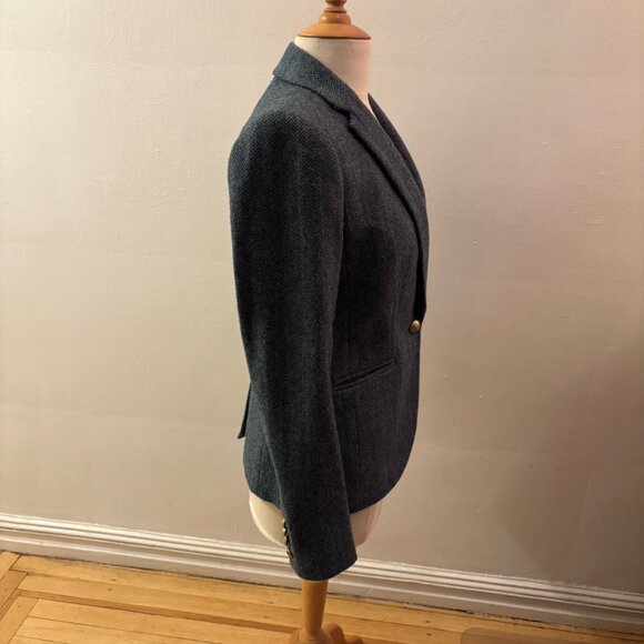 NWOT J.Crew x Moon Campbell jacket in teal wool herringbone tweed - Picture 5 of 13
